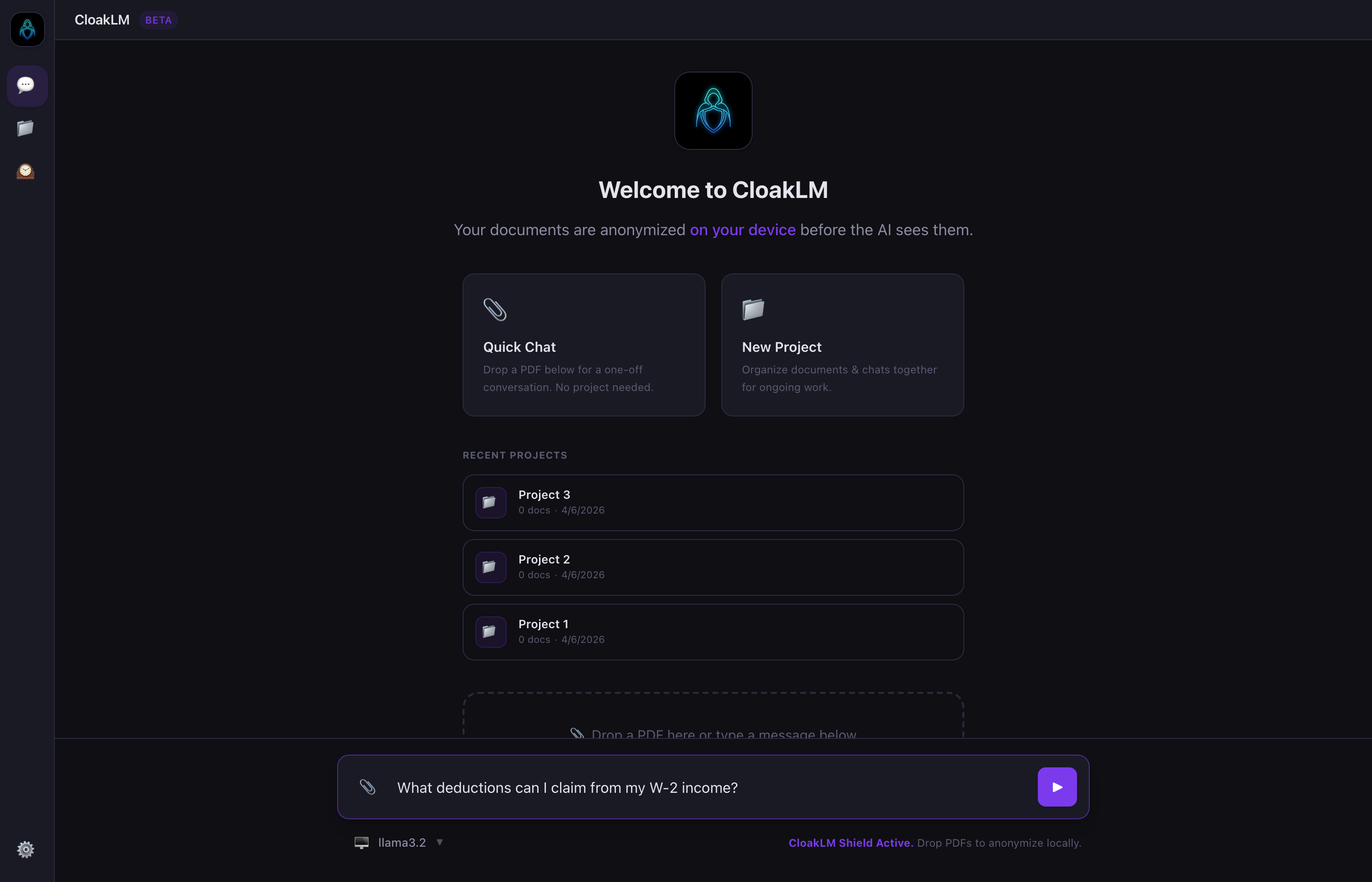 Chat interface with de-anonymized AI responses